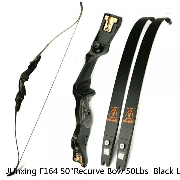 JUnxing F164 50"Recurve Bow 50Lbs  Black Long bows For Archery Hunting Shooting